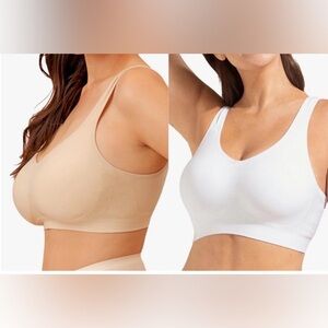 Truekind Daily Comfort Wireless Shaper Bra Lot of 2 Large Beige White Seamless